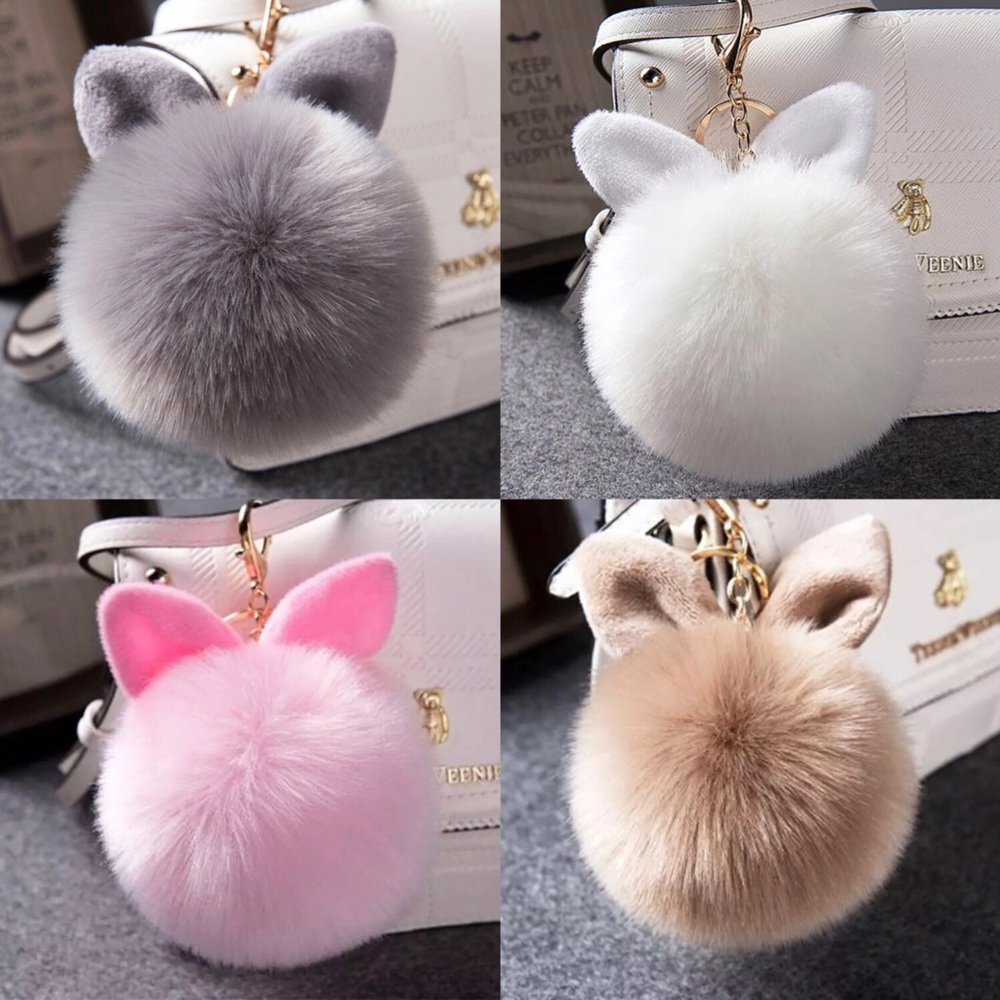 Fur Bunny Pom Pom keychains